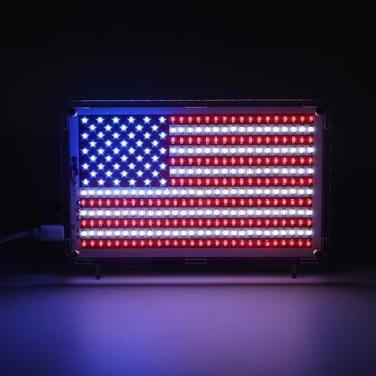 DIY Soldering Project Kit, American Flag 0.3x0.5 Ft DIY SMD Soldering Practice Kit Electronics Learning with Acrylic Shell