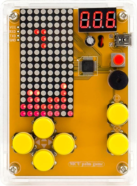 DIY Soldering Project Game Kit Retro Classic Electronic Soldering Kit with 5 Retro Classic Games and Acrylic Case