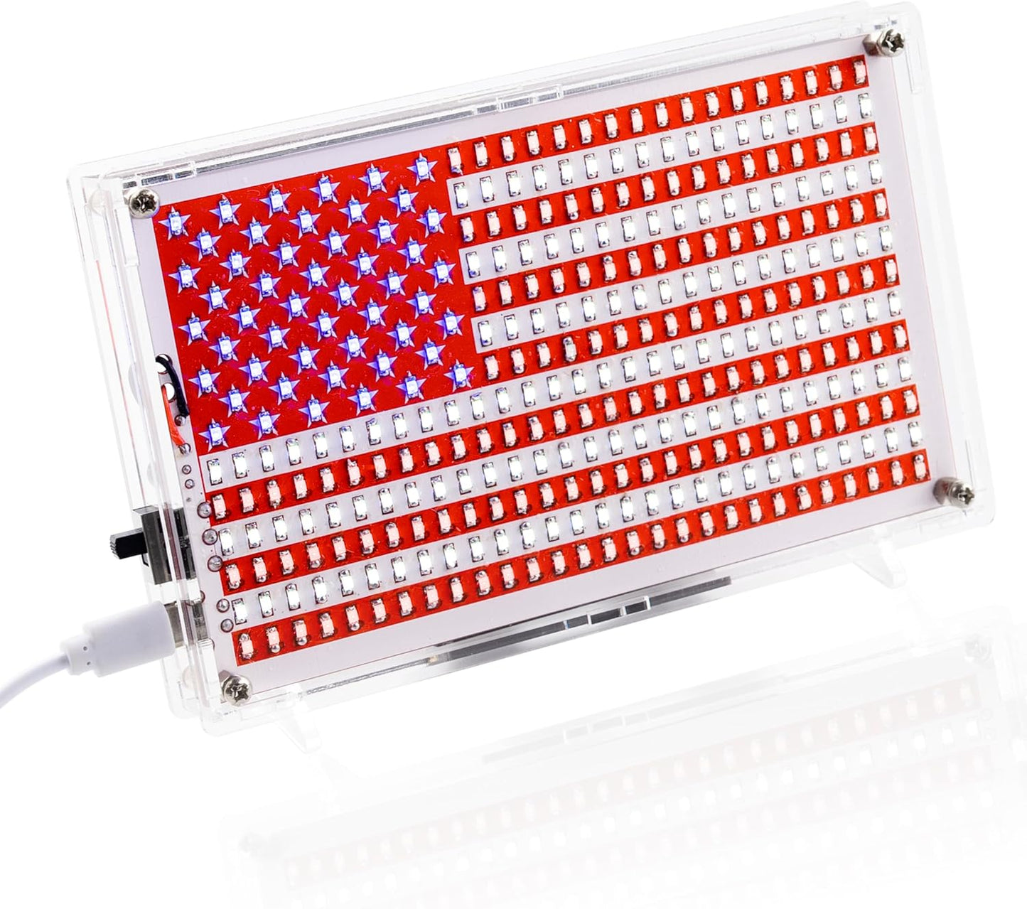 DIY Soldering Project Kit, American Flag 0.3x0.5 Ft DIY SMD Soldering Practice Kit Electronics Learning with Acrylic Shell