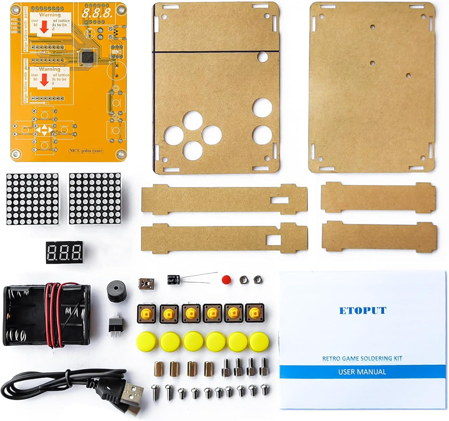DIY Soldering Project Game Kit Retro Classic Electronic Soldering Kit with 5 Retro Classic Games and Acrylic Case